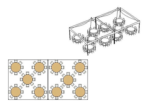 20x40 Tent Layout Floor Plan, Seats 80 Package
