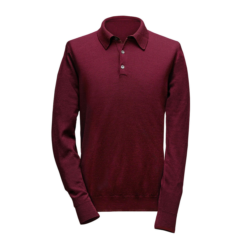 Thumbnail: Extra fine and washable merino wool Knitted Polo Pullover
