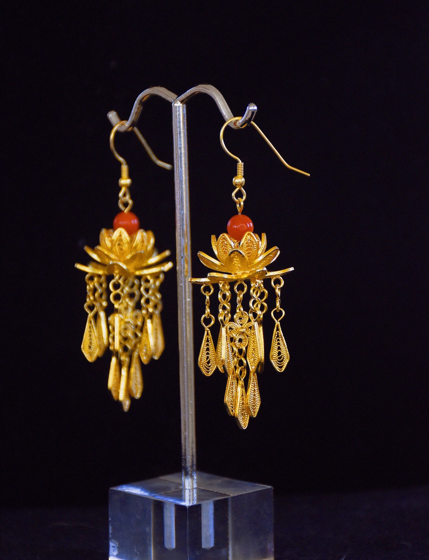 Handmade Gold Plated Filigree Flower Earrings