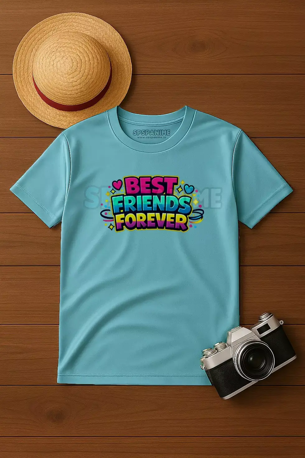 Thumbnail: Best Friends colorful friendship graphic polyester blue t-shirt  - Friendship T-Shirt, Friends T- Shirt, SPSP Anime.