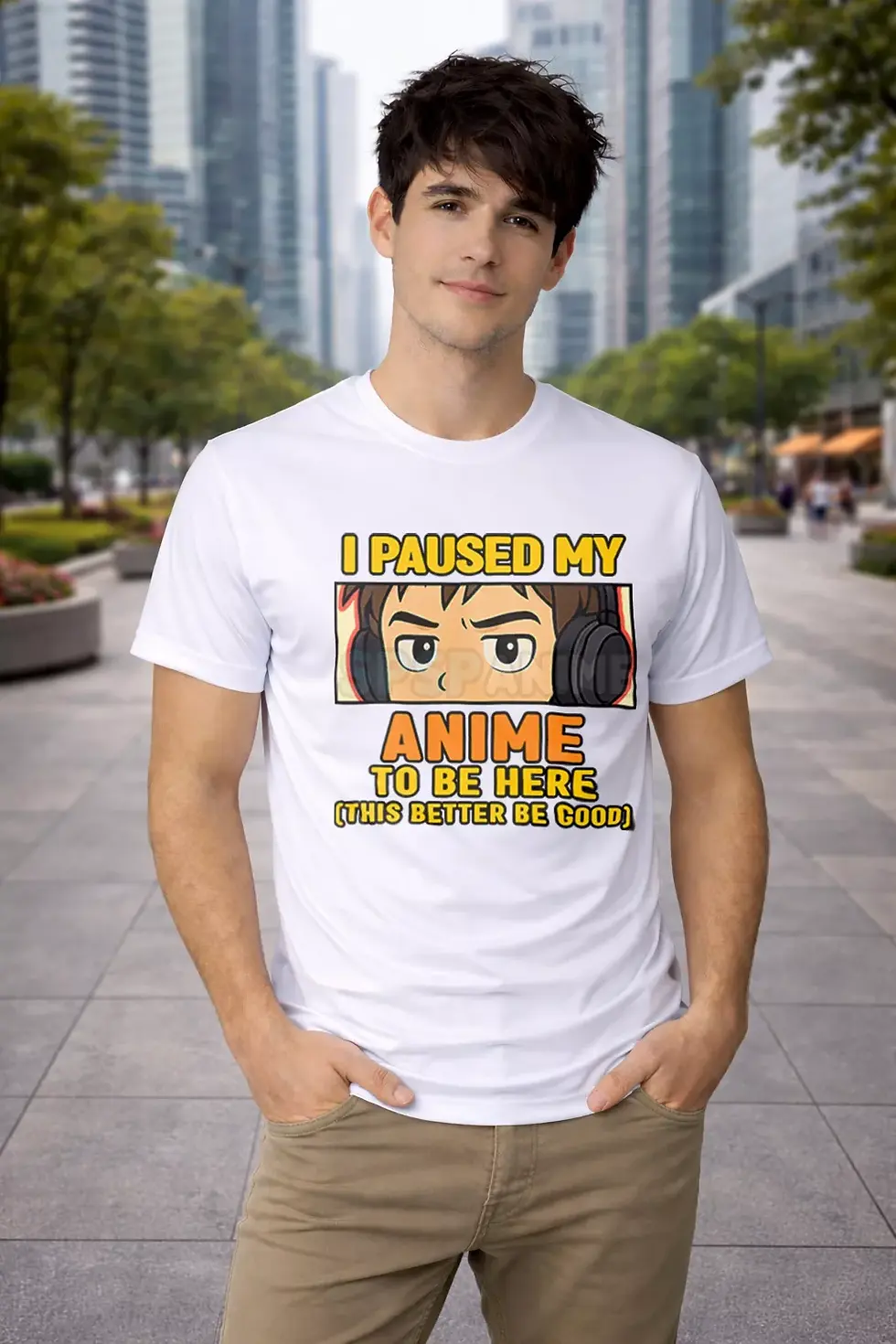 I paused my anime to be here printed white polyster t-shirt - Anime T-Shirt, Printed Wear, SPSP Anime
