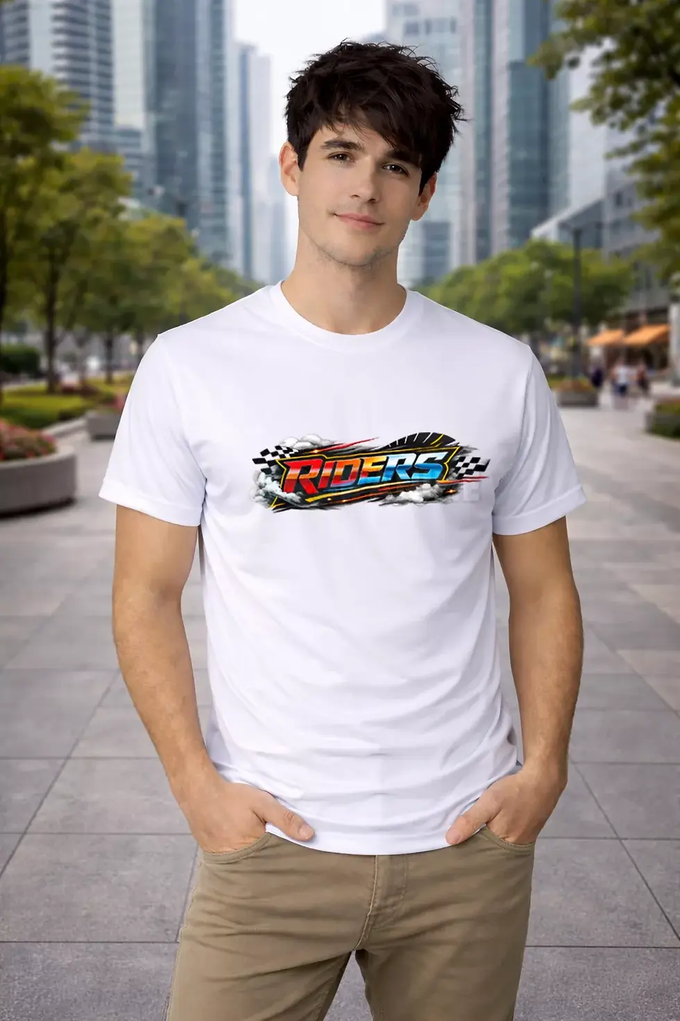 Riders colorful motorcycle graphic polyester white t-shirt - Biker Rider T-Shirt, Motorcycle T-Shirt, SPSP Anime.