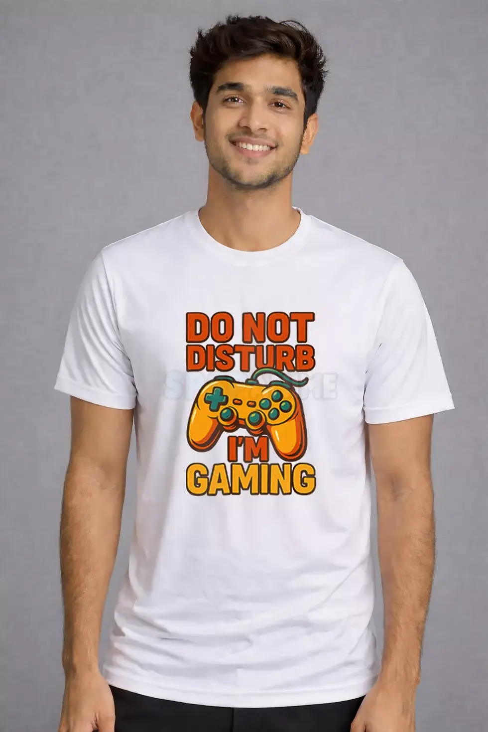 Thumbnail: Gaming Polyster White T-Shirt with colorful gaming design - Gaming T-Shirt, Gamer T-Shirt, SPSP Anime