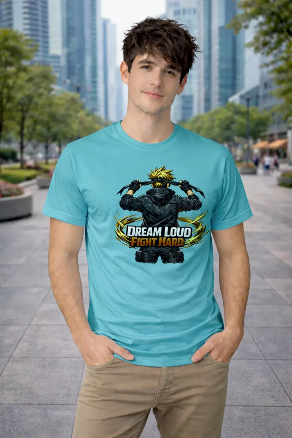 Dream Loud Fight Hard anime ninja polyester blue t-shirt - Ninja Anime, Anime T-Shirt, SPSP Anime.