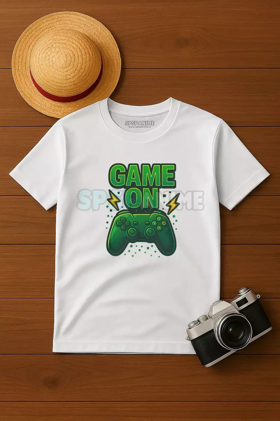 Thumbnail: Game On Polyster White T-Shirt with colorful gradient design - Game On T-Shirt, Gaming T-Shirt, Gamer Fashion, SPSP Anime.
