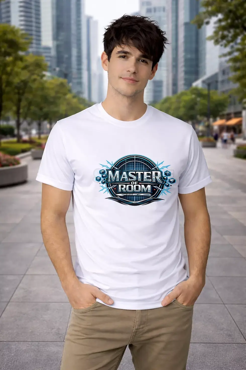Master of Room anime inspired power control graphic white t-shirt - Master T-Shirt, Pirate Anime T-Shirt, SPSP Anime.
