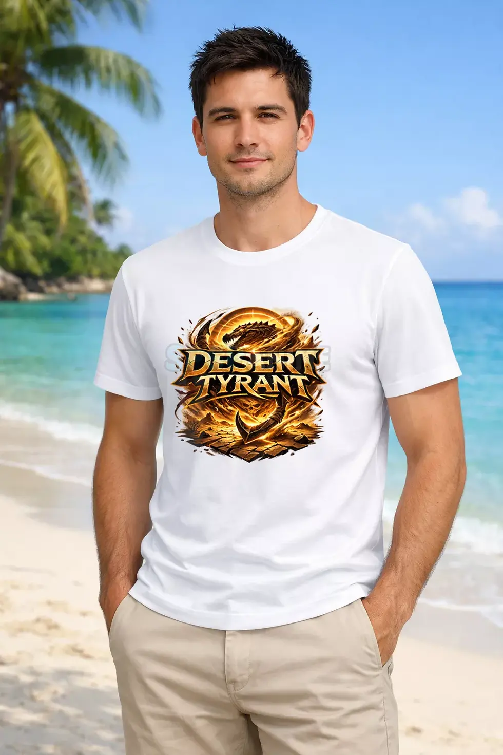 Desert Tyrant anime inspired sand power polyster white t-shirt - Desert King T-Shirt, Pirate Anime T-Shirt, SPSP Anime