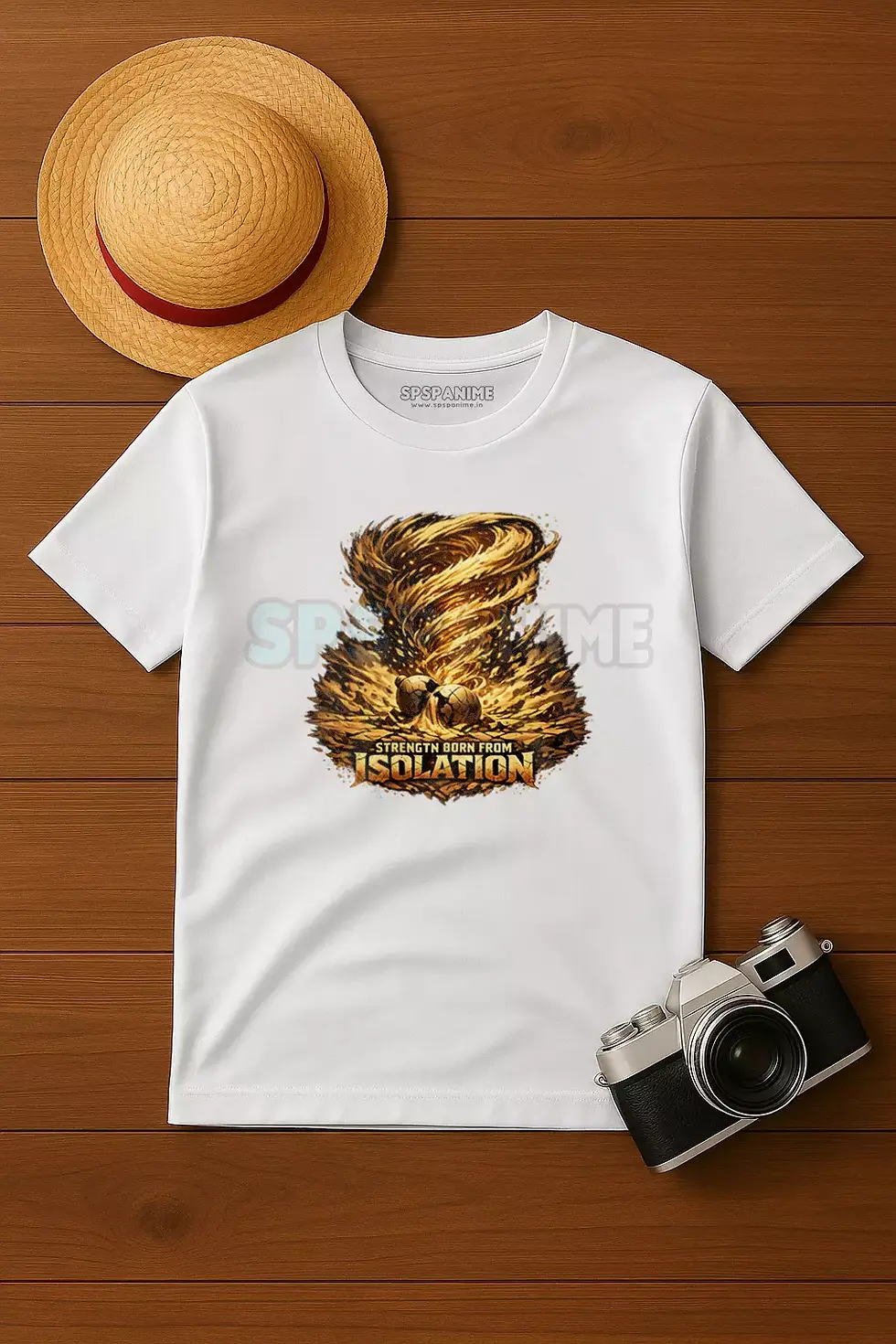Thumbnail: Strength Born From Isolation anime power graphic polyster white t-shirt - Ninja Anime T-Shirt, Anime T-Shirt, SPSP Anime.