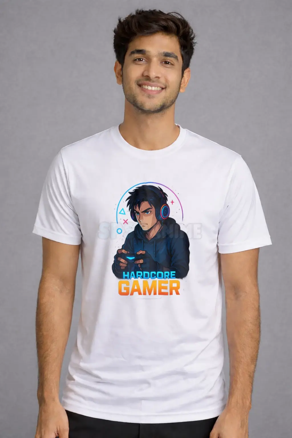 Hardcore Gamer Polyster T-Shirt with gamer hardcore graphic print - Hardcore Gamer T-Shirt, SPSP Anime.