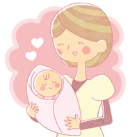 子供を抱くお母さんのイラスト