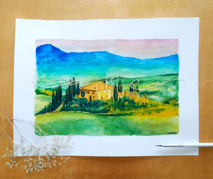 La Toscana, acuarela de Ave Sandino