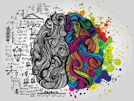 Colorful graphic of the brain with one side analytical and the other artistic
