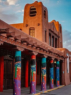Color photo of the exterior of the IAIA Museum of Contemporary Native Arts, Santa Fe NM