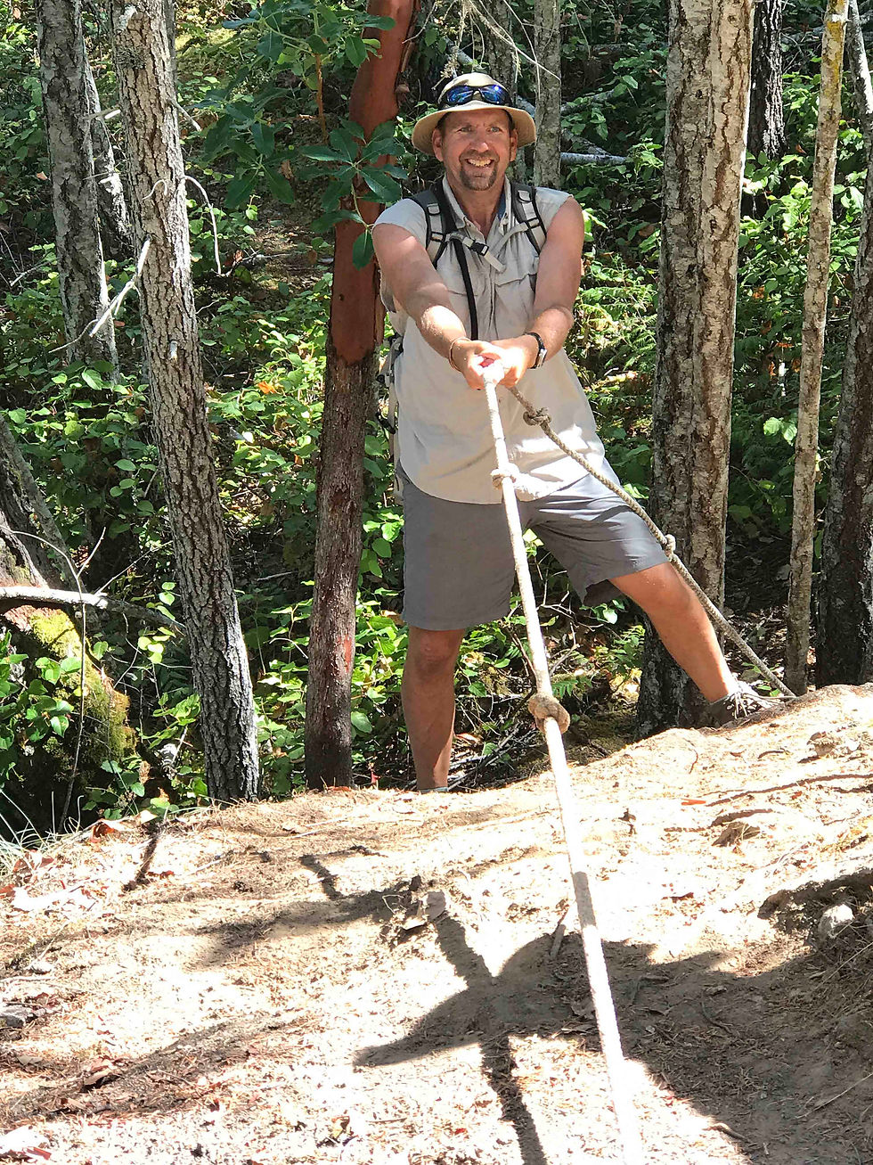 Rob on a typical BC trail--this one was in Tenedos Bay, Desolation Sound
