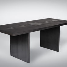 Named The Viewing Table, the display wells set into the surface provide views into past travels while also enjoying the stunning scenery overlooking the Twin Lakes. The client who commissioned this project requested something that would not only fit in with the natural materials of his home but also add a refined element to the room. An additional request was a way to display the many mementos collected during his travels. The inset display wells allow him to curate the stories told over dinners with friends (Painted Ash) Custom handmade furniture. Work done by Arieus Woodworks hand crafted by Rob Shefner.

