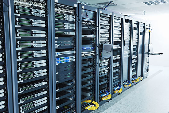 Colocation center IT services large server room; adobe stock image