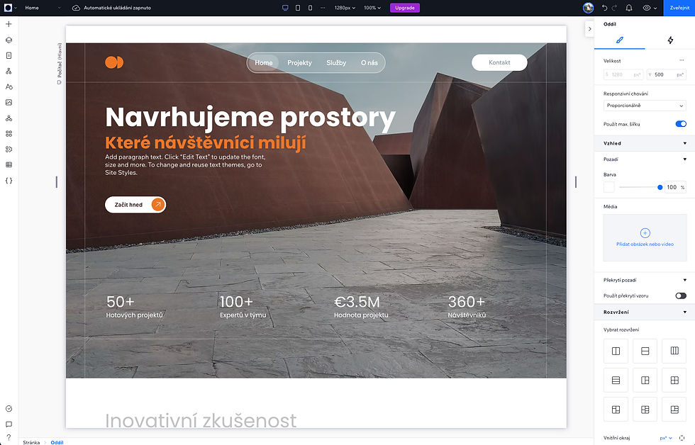 Tvorba webu ve wix studio