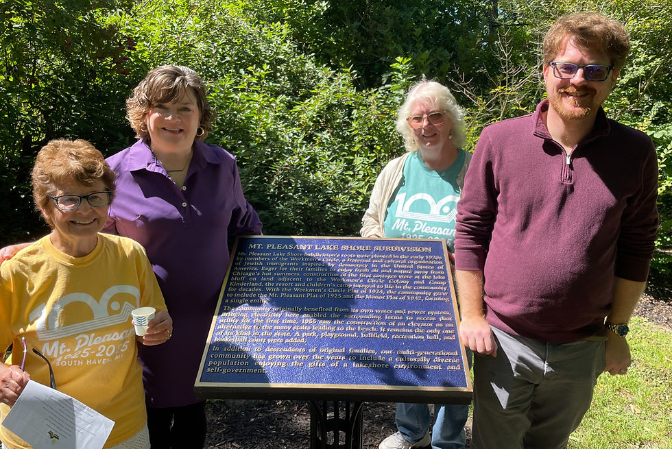 L to R, Lois Schwartz of the Centennial Historical Committee; South Haven Mayor Annie Brown; Mt Pleasant President Vicki Turbov; and State Representative Joey Andrews