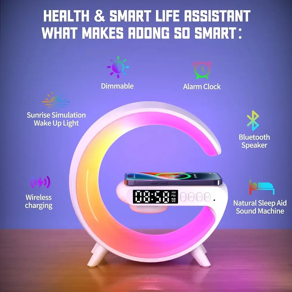 Miniatura: Wireless Charger Stand Pad RGB G Light Alarm Clock Speaker For iPhone 16 15 14 1