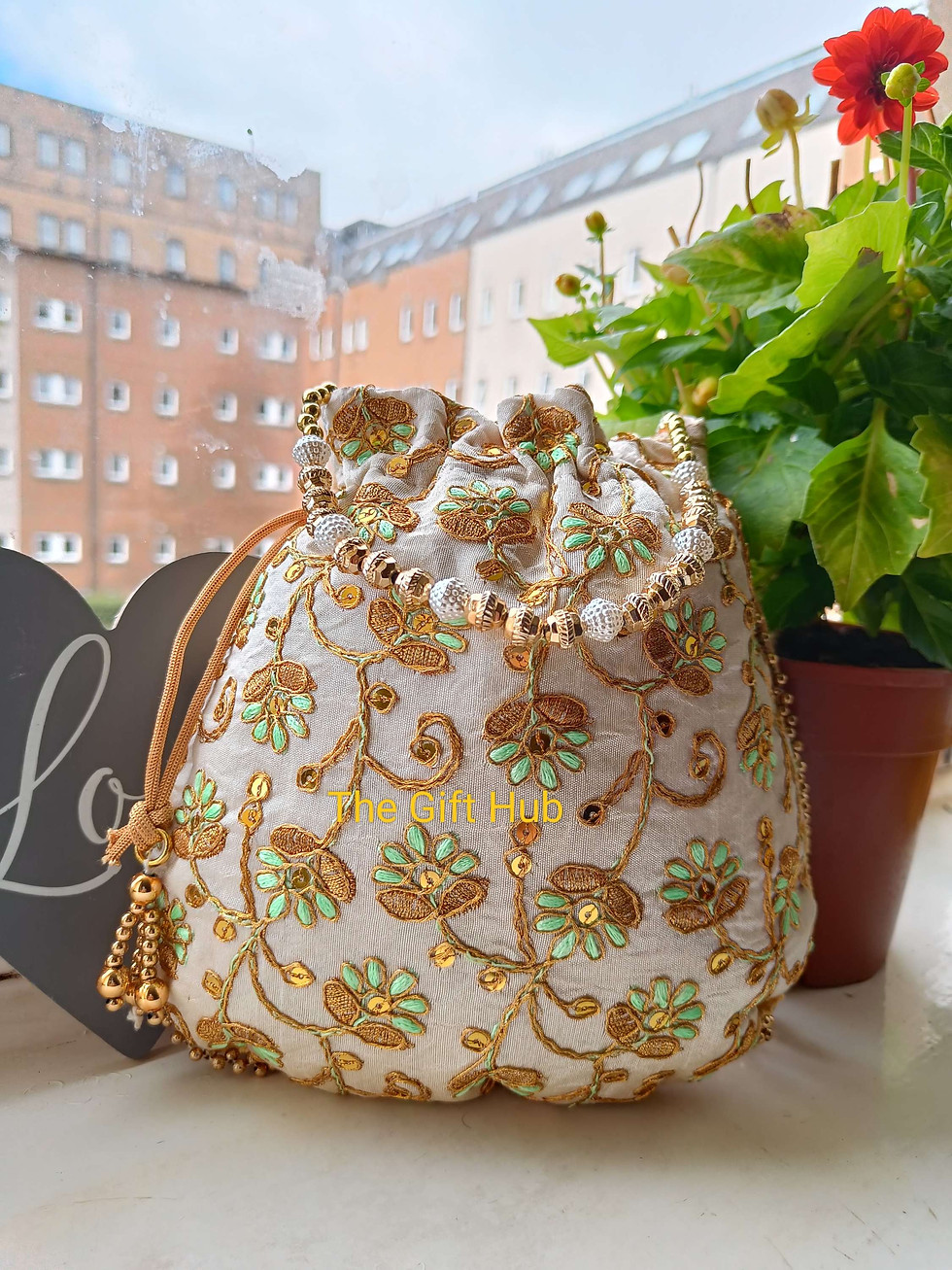 Thumbnail: Indian Handmade Floral Embroidery Potli Bags Multiple Colours