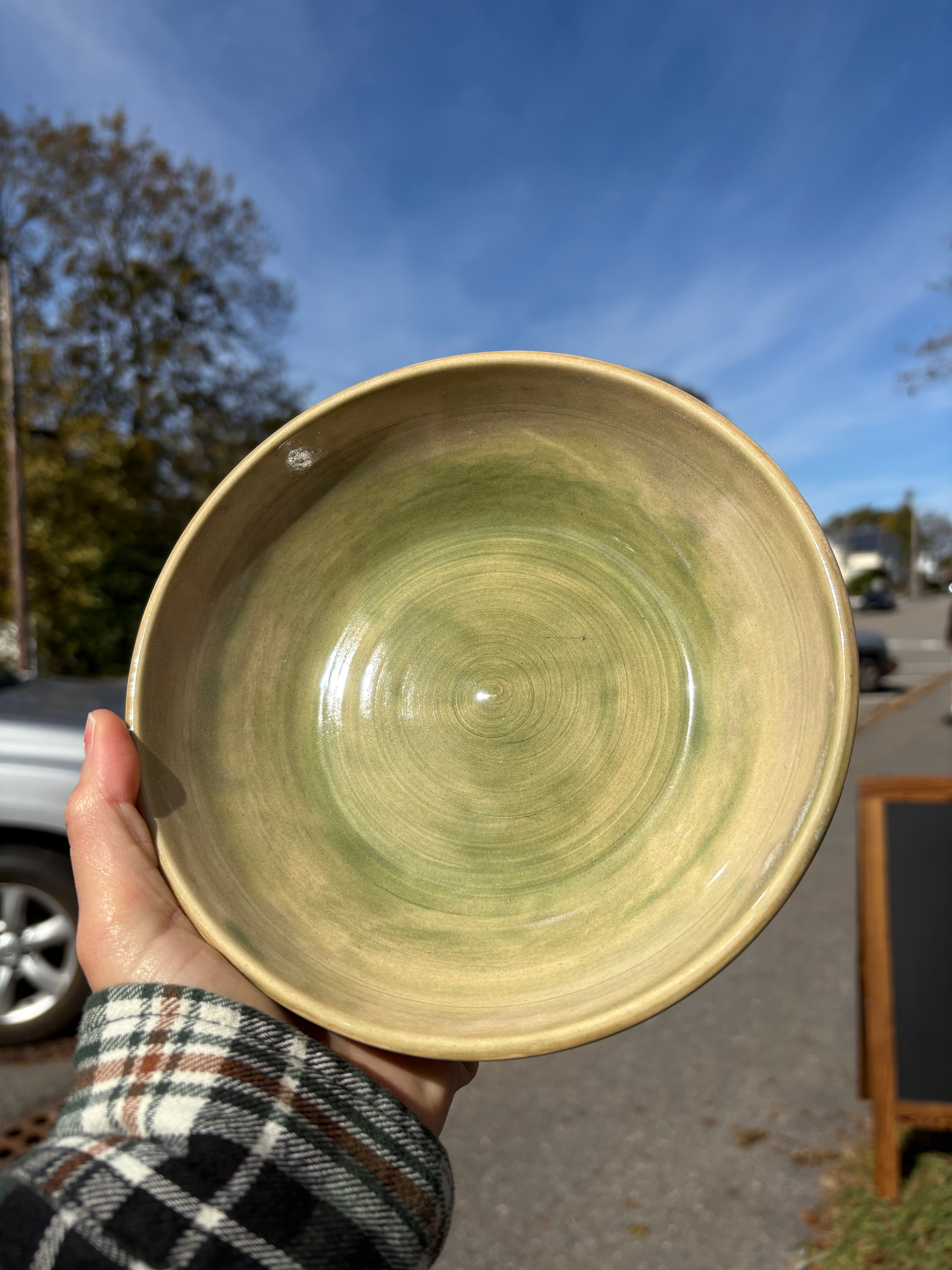 Pastel green shallow bowl