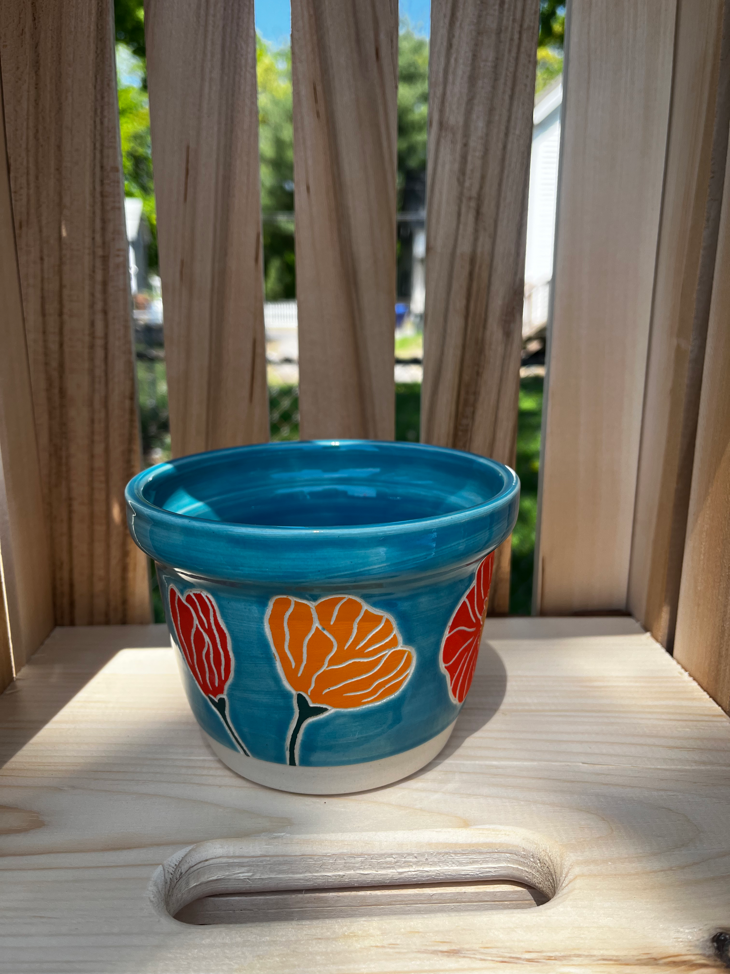 Blue poppy planter 