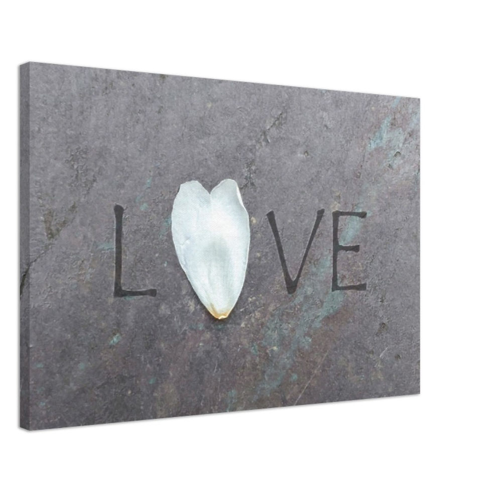 Thumbnail: LOVE, White Flower Petal, Wall Décor, Canvas Wrap Print