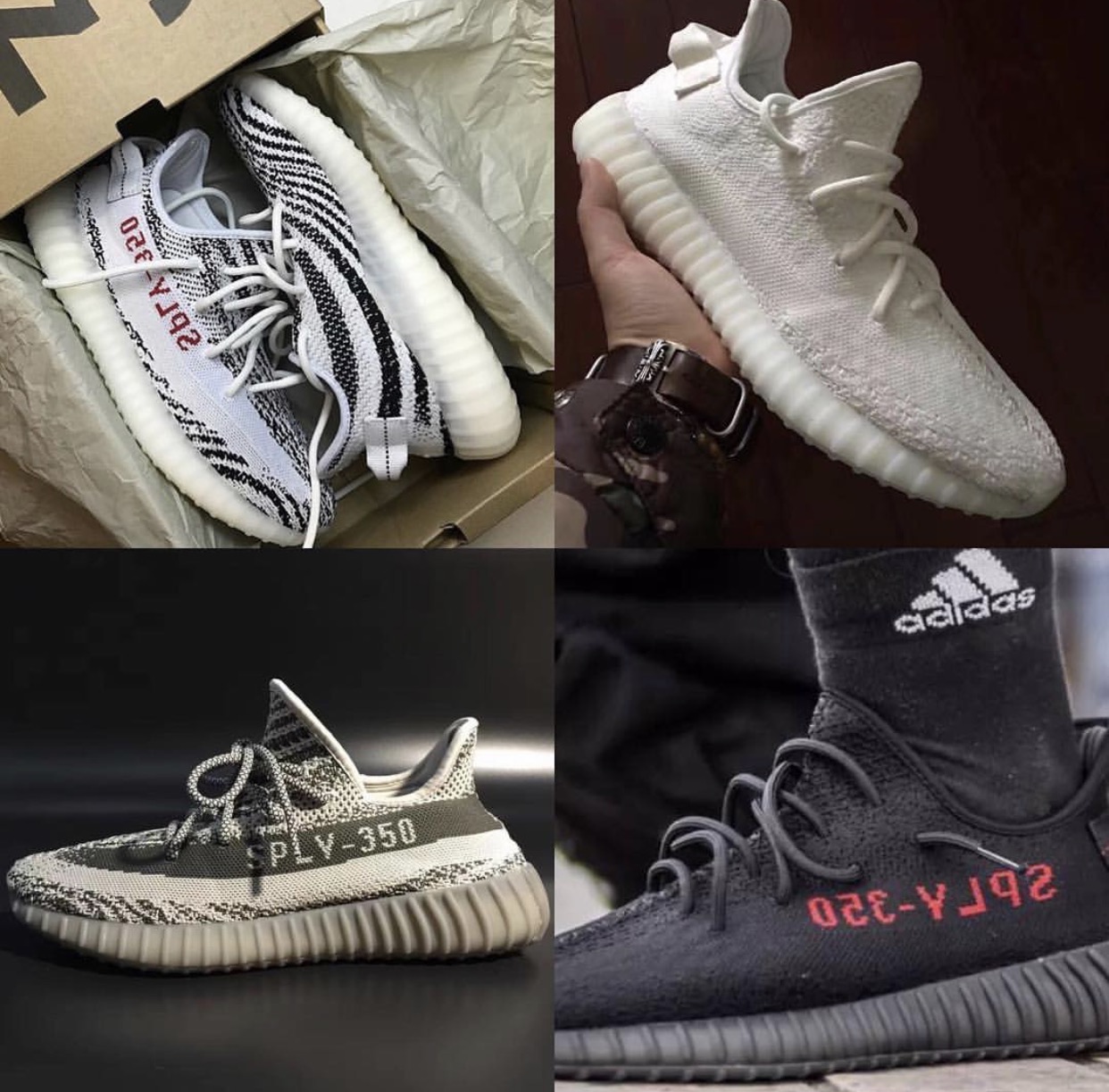 Adidas Originals Yeezy Boost SPLY 350 V 2 Black / WHITE W 