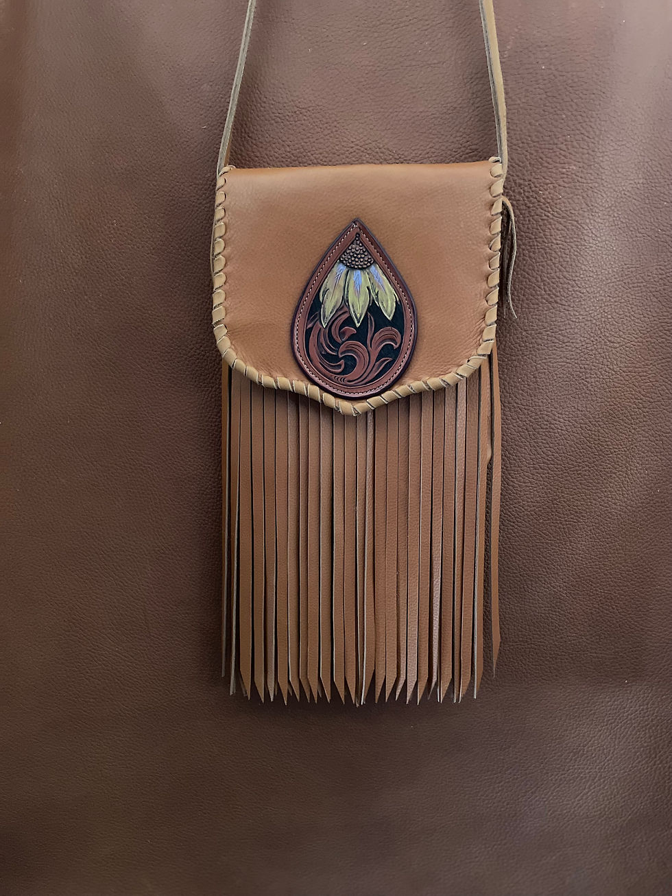#50 Saddle sunflower tooled purse