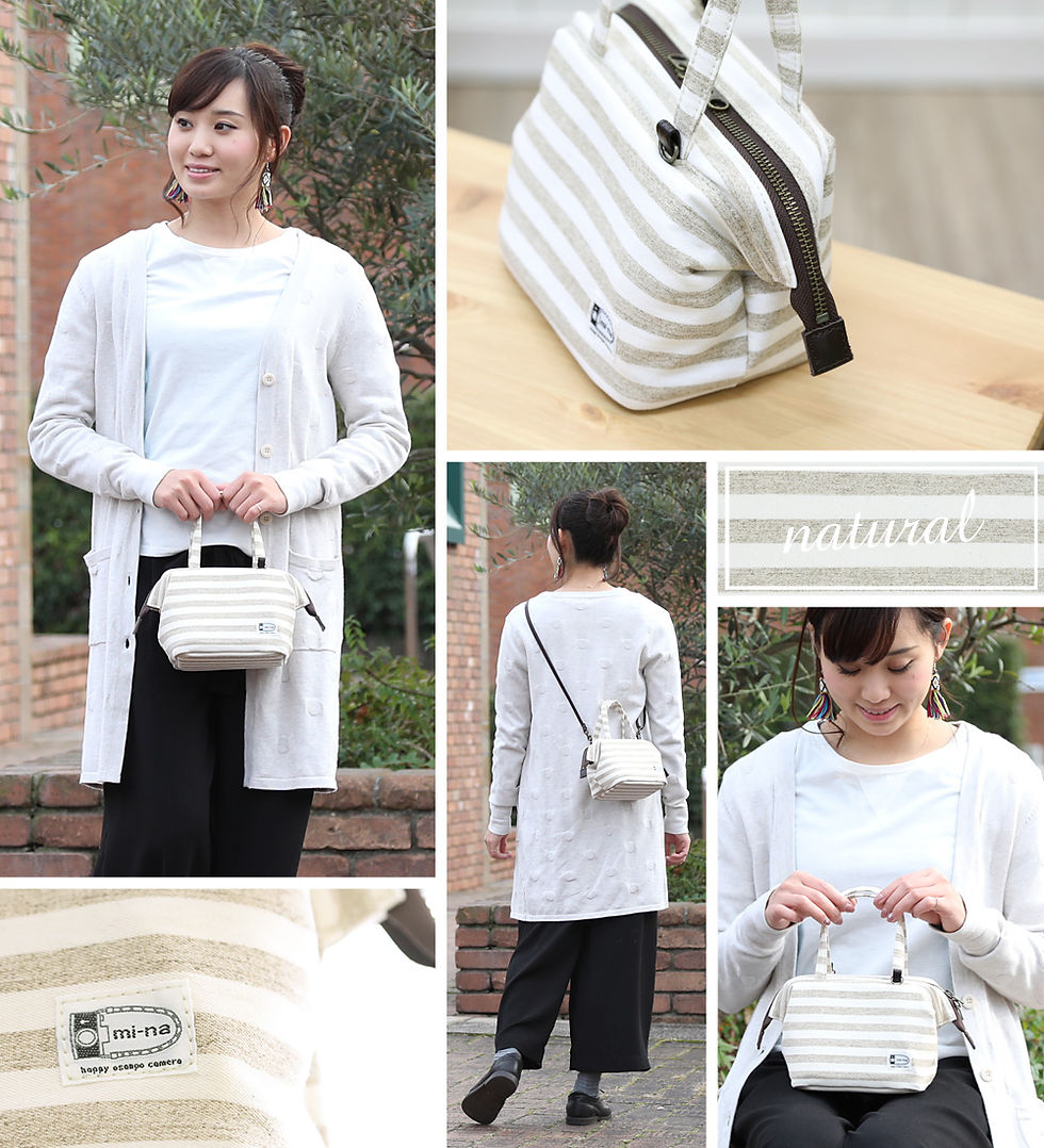 サムネイル： 2 Way Mini Boston Camera Bag /Vanilla stripe