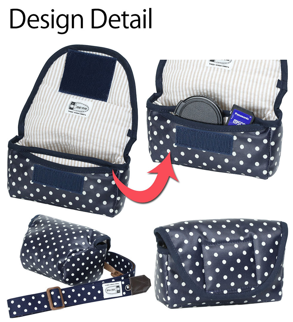 サムネイル： Camera Case/ S size/ Navy blue dot