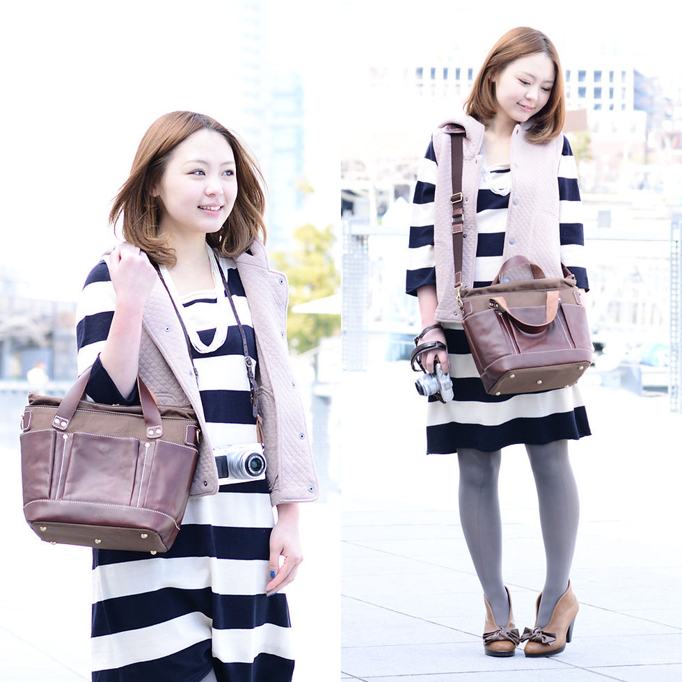 サムネイル： 2 Way Leather × Canvas Shoulder Camera Bag /Brown