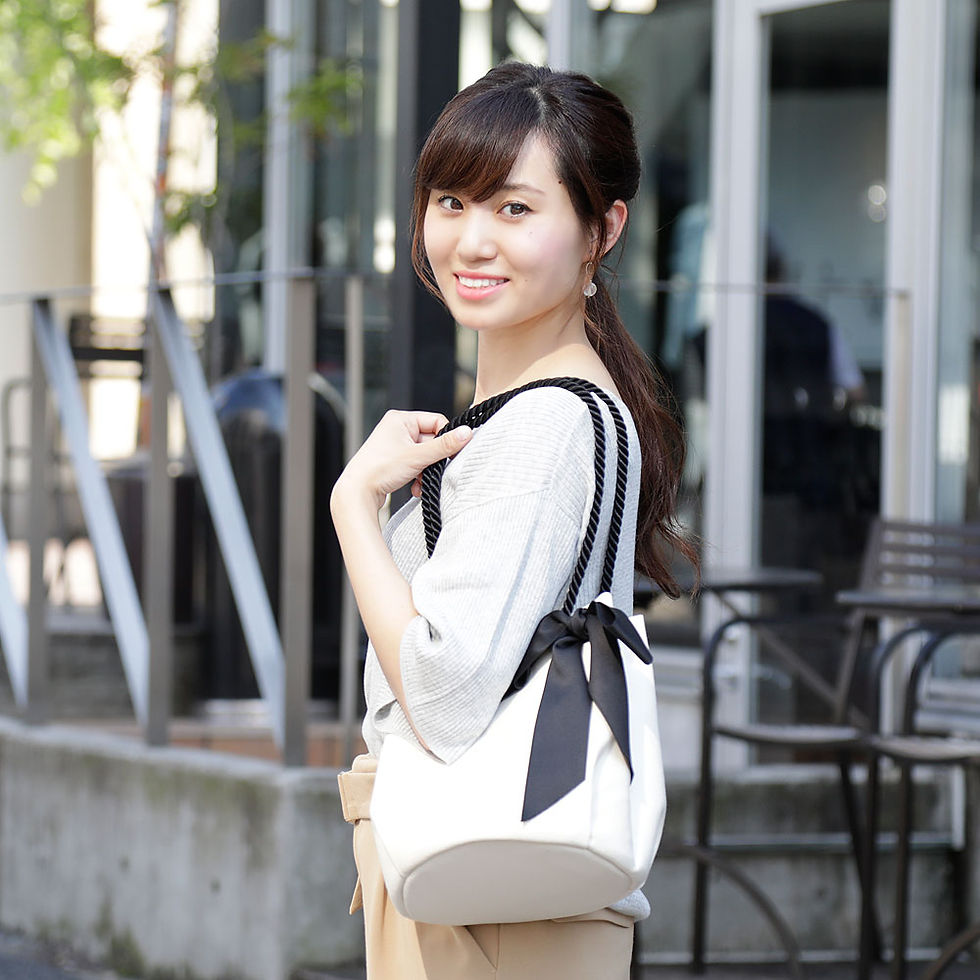 サムネイル： Drawstring Shoulder Camera Bag /White