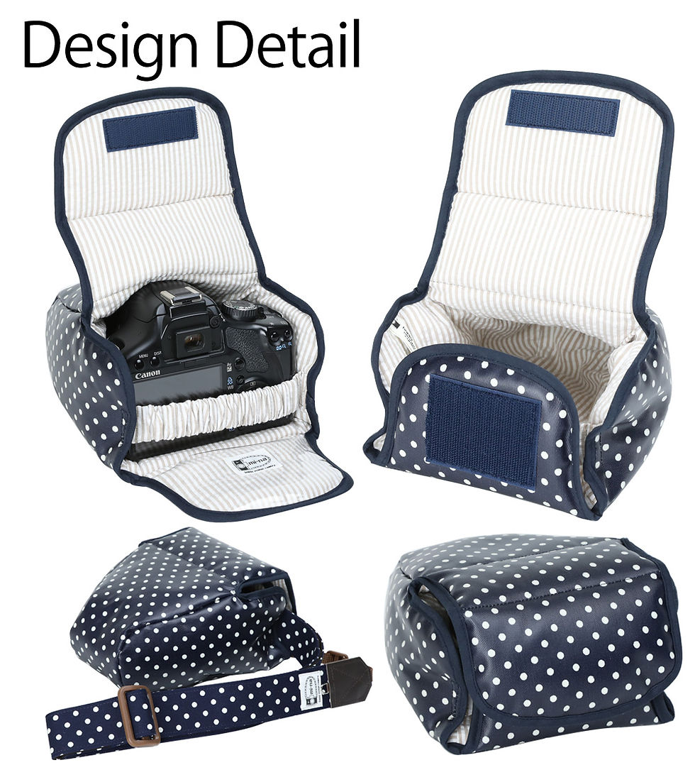 サムネイル： Camera Case/ L size/ Navy blue dot