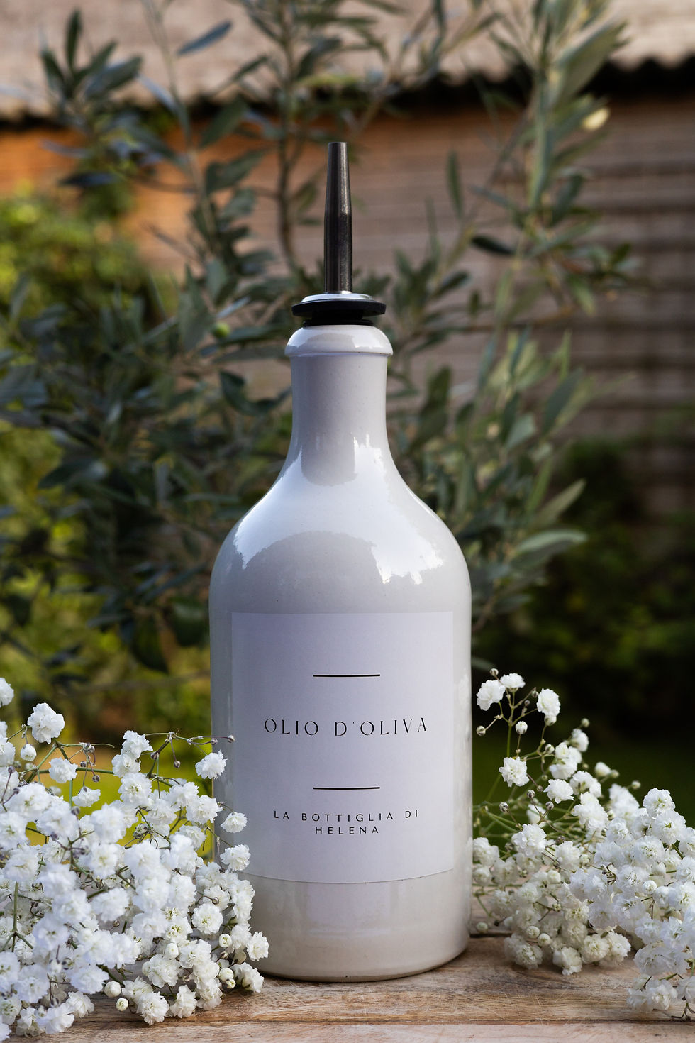 Thumbnail: Klassieke Olijfolie Fles Keramiek Beige – Druppelvrije Olie Dispenser