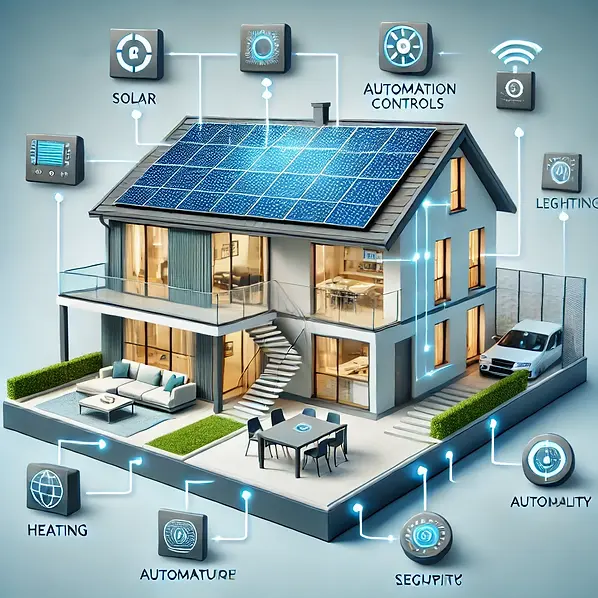 DALL·E 2025-02-21 12.51.16 - A realistic modern smart home with a visible energy flow syst