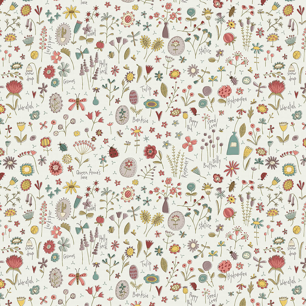 FLEURS VARIEES SUR FOND ECRU 2896-44