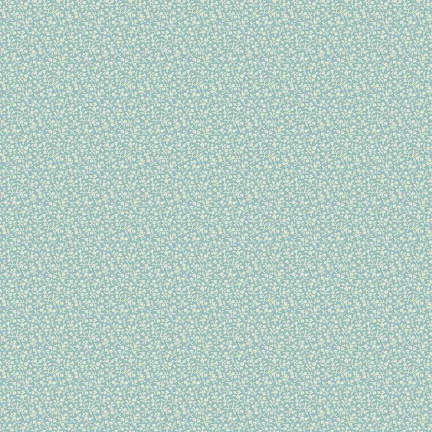PETITES FLEURS BLANCHE SUR FOND TURQUOISE 957B