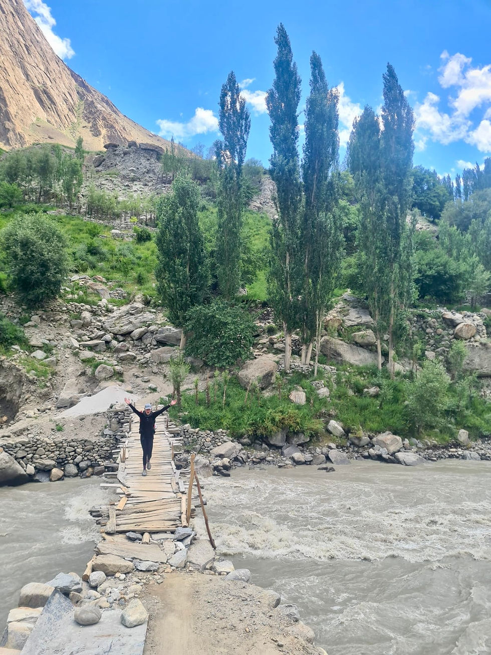A trekker returns to Kande after completing Nangma Valley Trek
