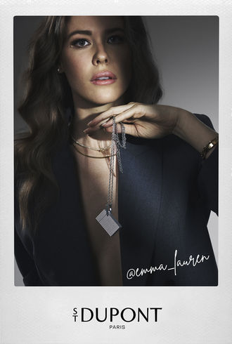 Avant-garde editorial makeup with graphic lines and bright colors for StDupont