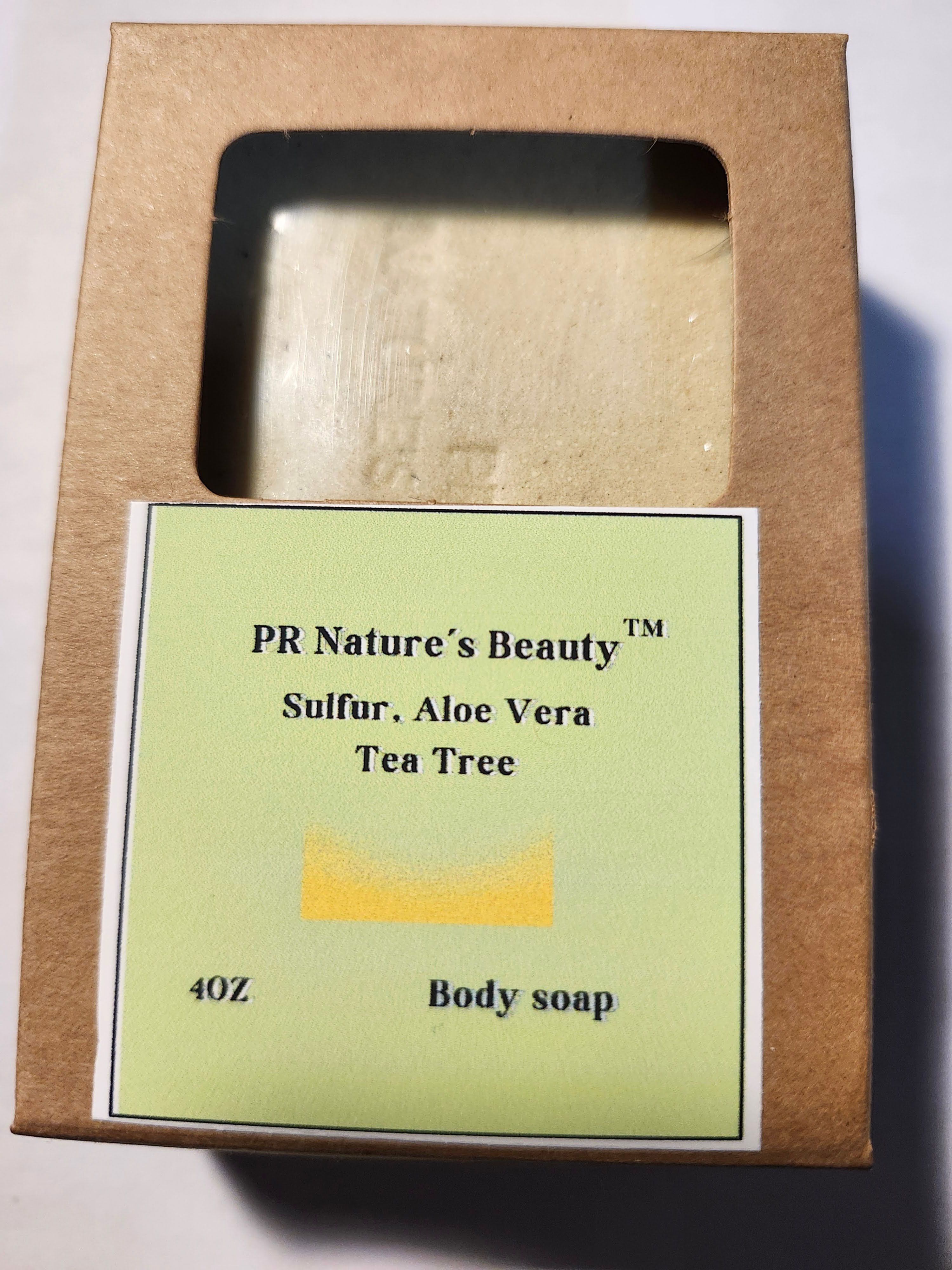 PR Nature's Beauty tm Sulfur Aloe Vera Tea Tree Bar Soap 4oz