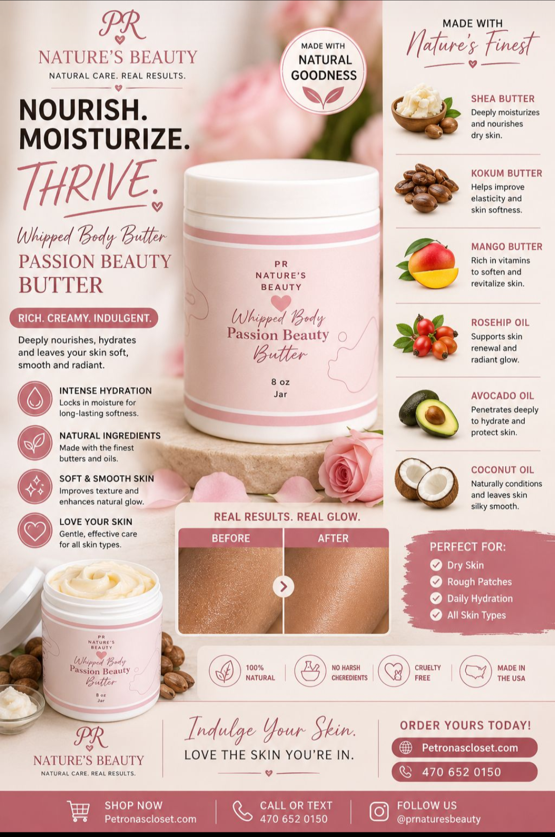 PR Nature's Beauty tm Passion Beauty Whip Body Butter 8oz (her)