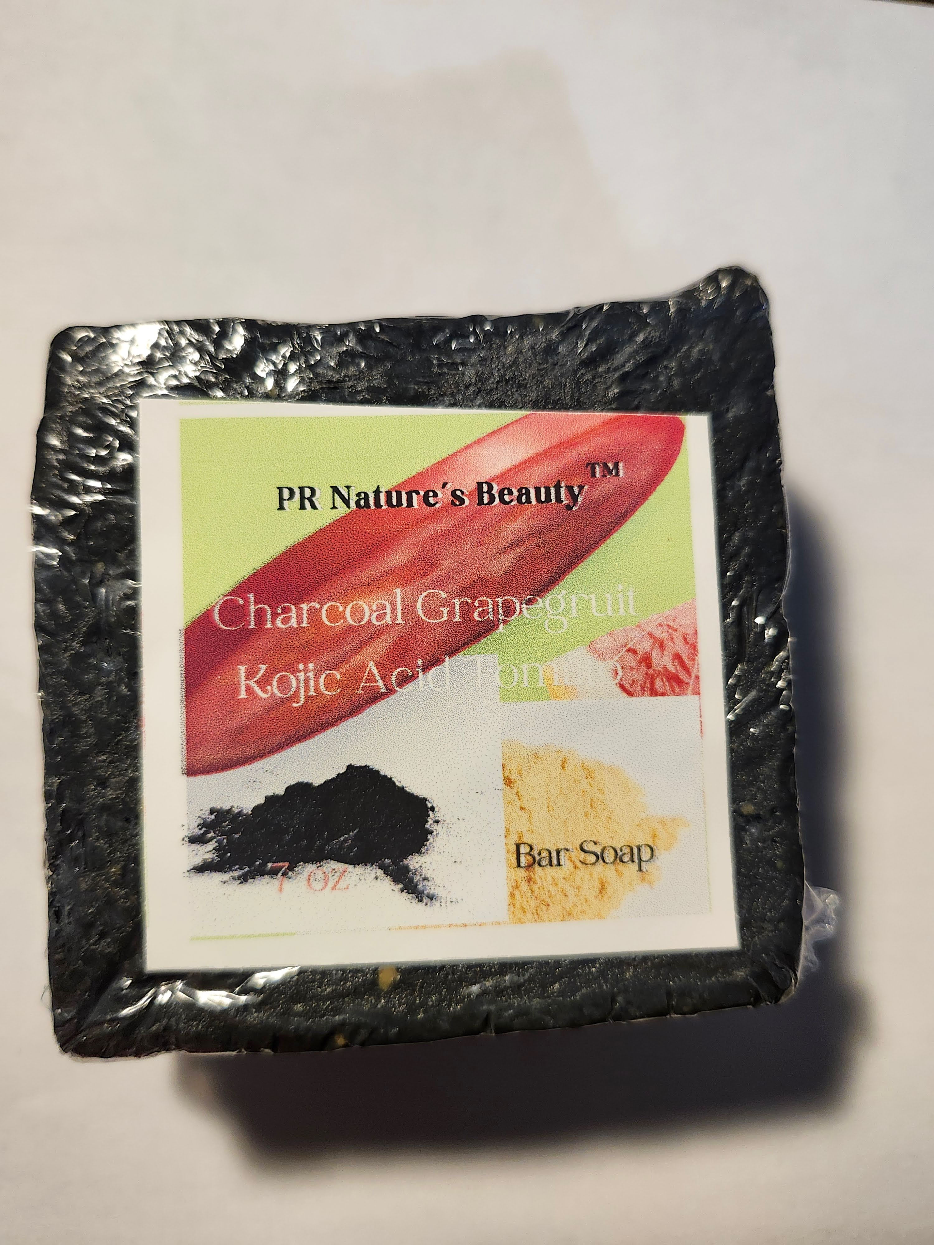 PR Nature's Beauty tm Charcoal Grapefruit Kojic Acid Tomato Bar 5oz bar soap.