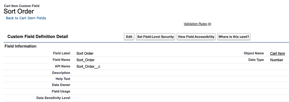Cart Item Field
