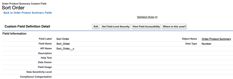 Order Product Summary Field