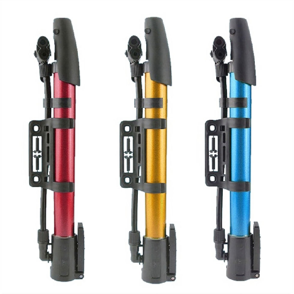 משאבת אופניים בצבעים שונים. רפידות בלם כביש 50 מ"מ SCS, גלגלי הממלכה.