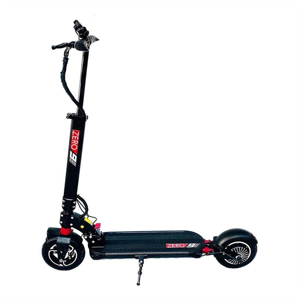 קורקינט חשמלי שחור עם גלגלים, דגם Zero 9, רקע לבן, גלגלי הממלכה