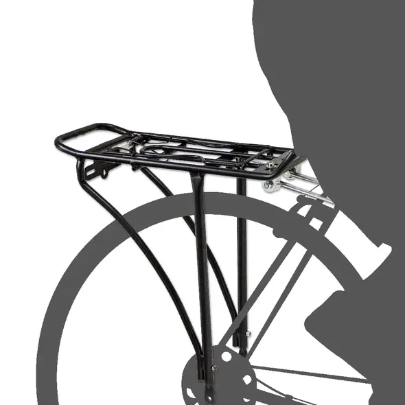 אופניים עם סבל אחורי שחור, גלגלי הממלכה. צמיג מקסיס 26X2.10 קרוס מרק EXO TR טיובלס מתקפל.