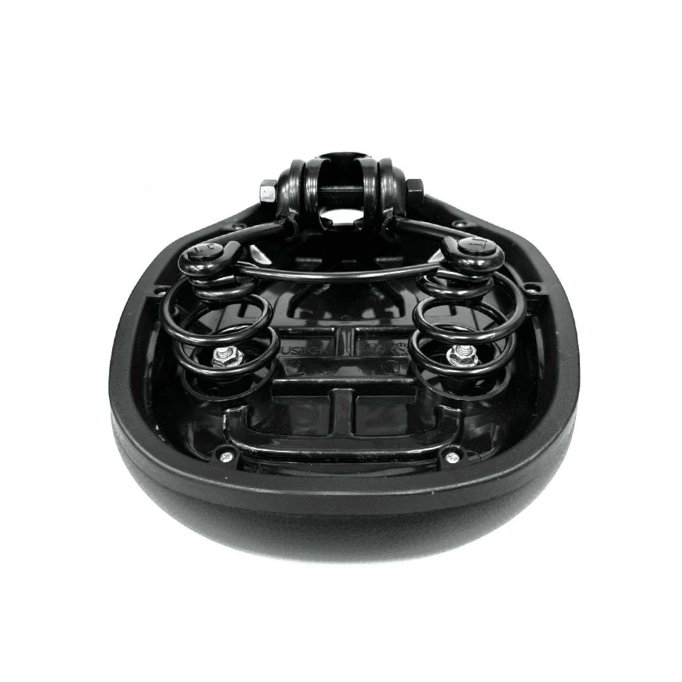 מושב אופניים שחור נוח עם קפיצים, לרכיבה נוחה ונעימה.