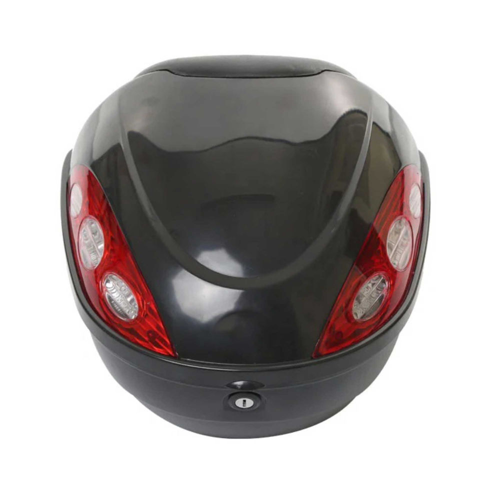 תיבת אחסון לבנה שחורה עם פנסי אזהרה אדומים גלגלי הממלכה